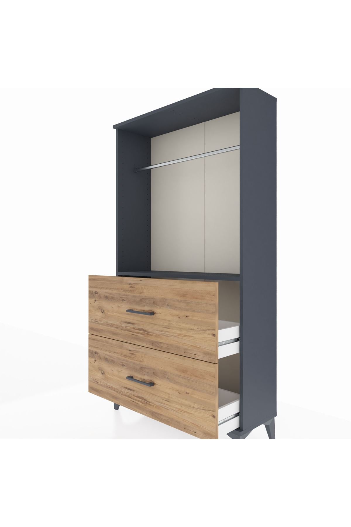 Arges Dolap Tek Raflı 2 Çekmeceli Tek Askılı 88x30x163 - S21M106V6A