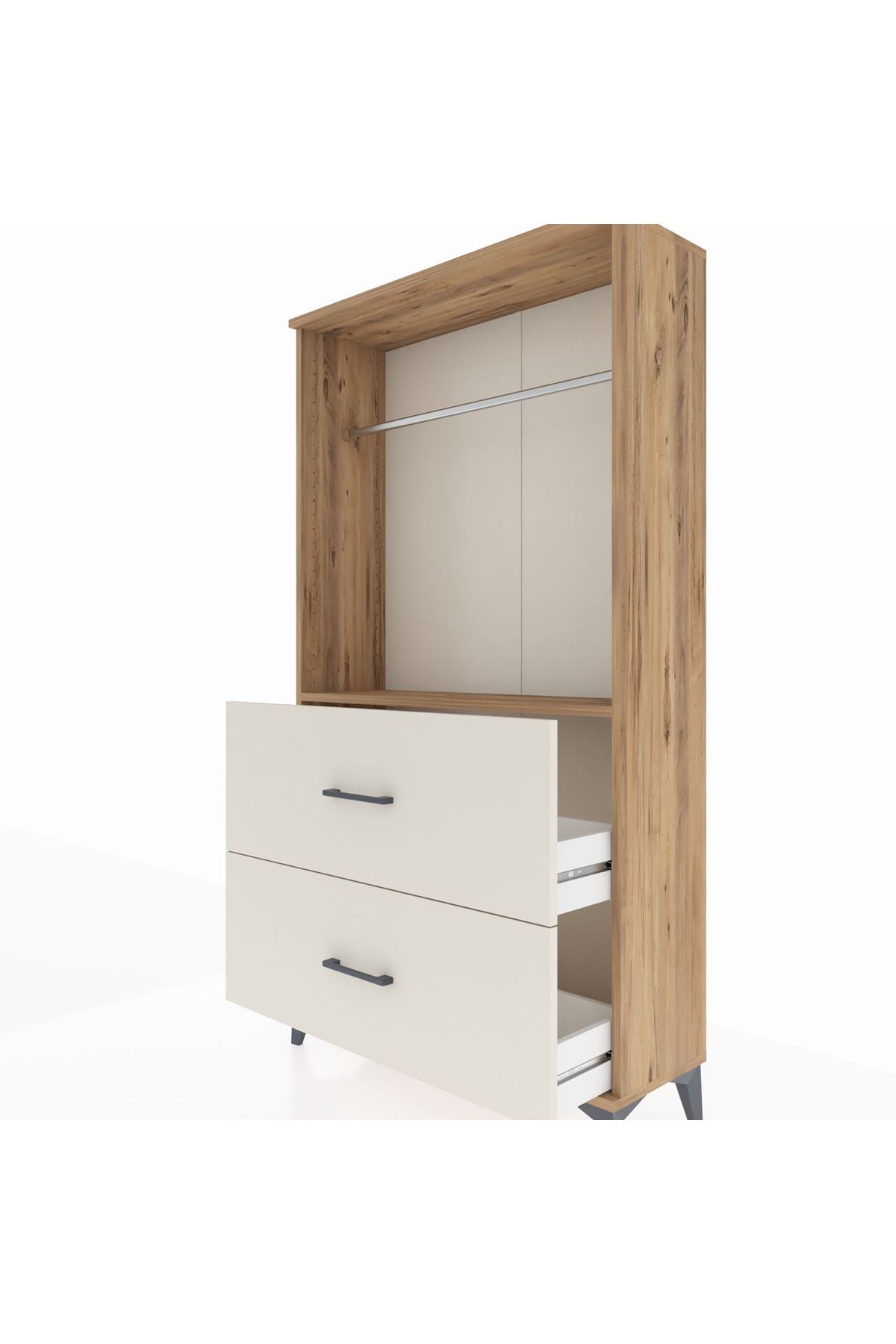 Arges Dolap Tek Raflı 2 Çekmeceli Tek Askılı 88x30x163 - S21M106V7A