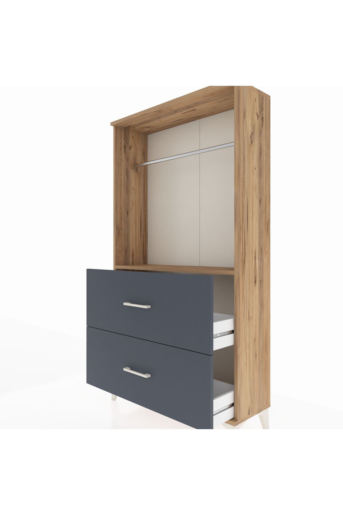 Arges Dolap Tek Raflı 2 Çekmeceli Tek Askılı 88x30x163 - S21M106V8A