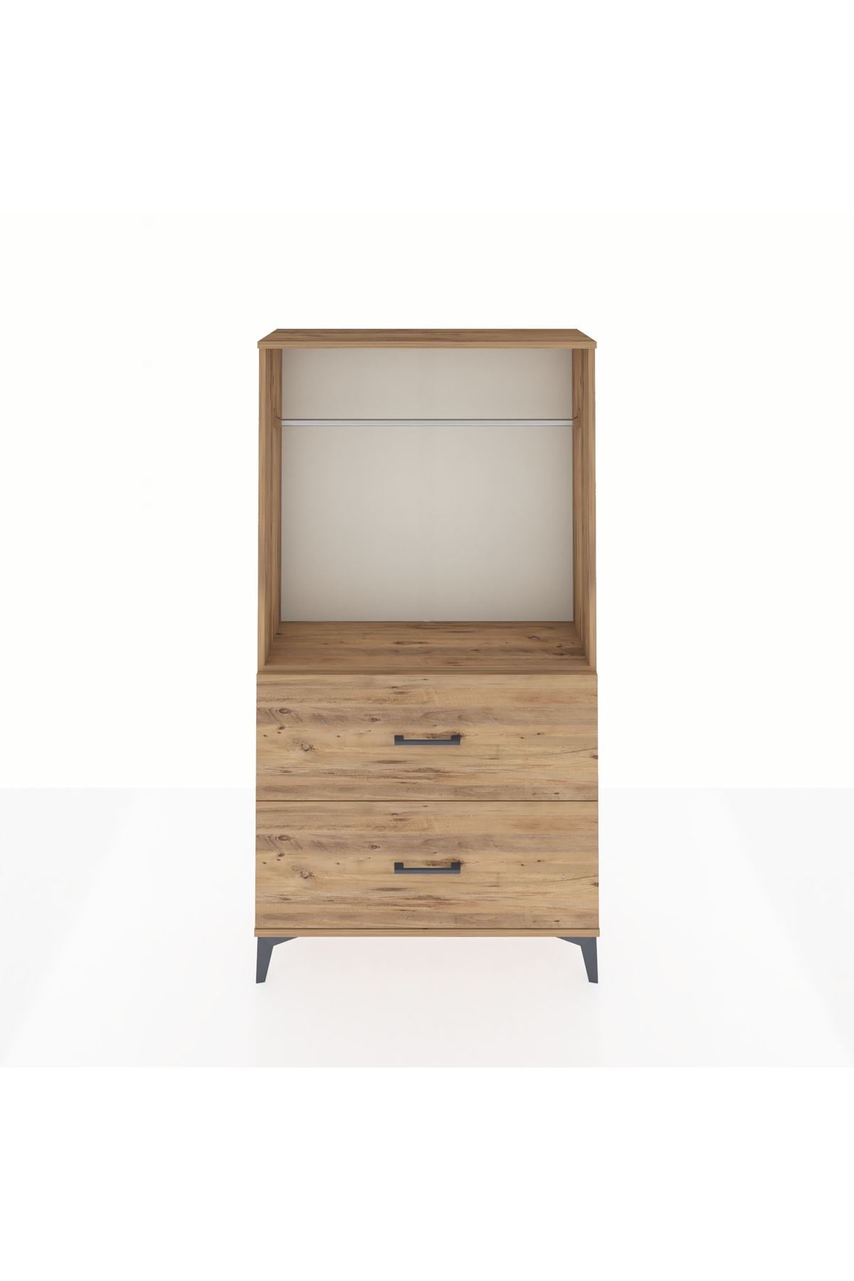 Arges Dolap Tek Raflı 2 Çekmeceli Tek Askılı 88x30x163 - S21M106V9A