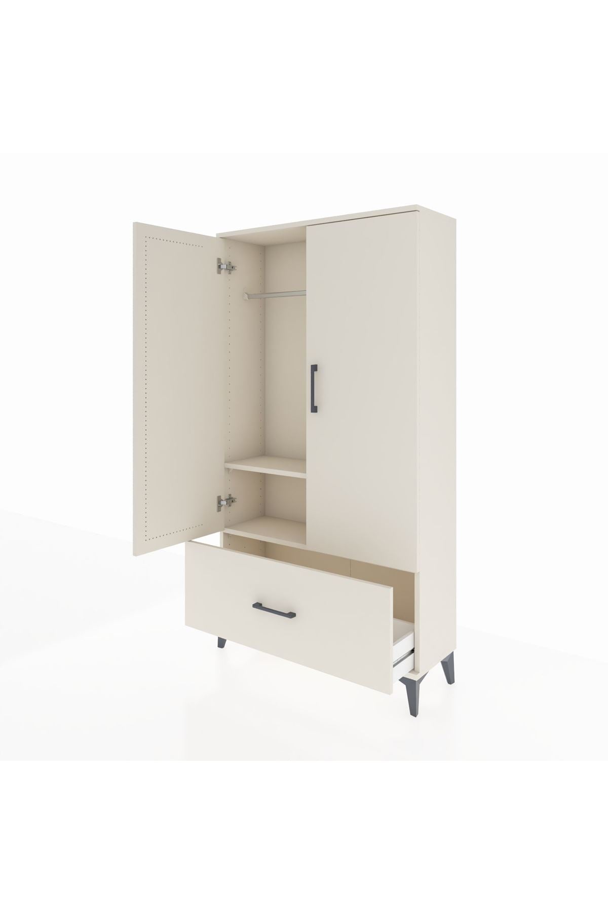 Arges Dolap 2 Raflı Tek Çekmeceli Tek Askılı 88x30x163 - S21M107V1A