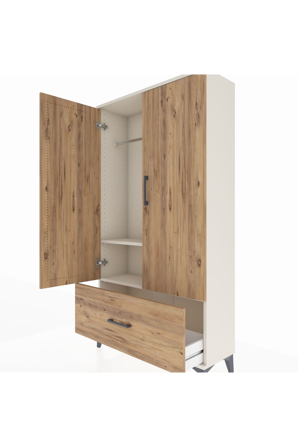 Arges Dolap 2 Raflı Tek Çekmeceli Tek Askılı 88x30x163 - S21M107V3A