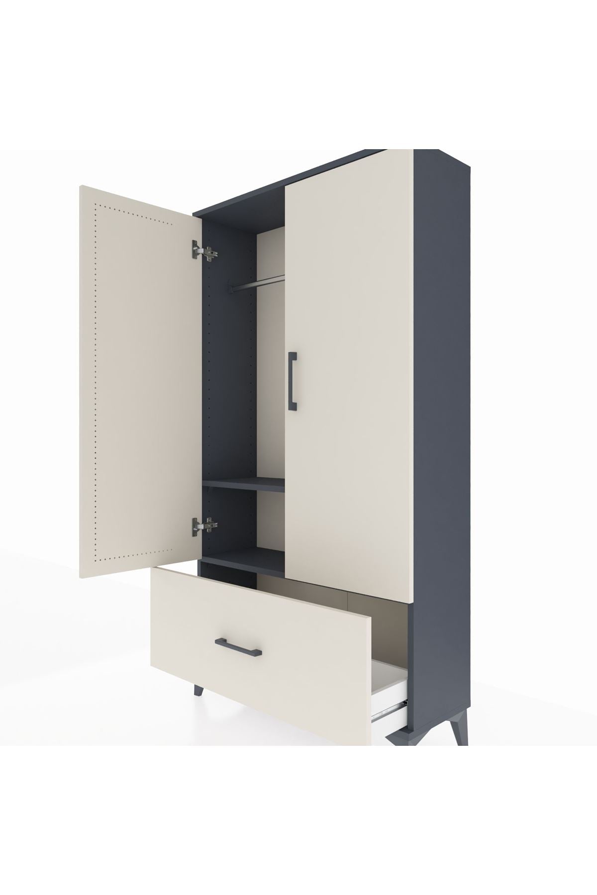 Arges Dolap 2 Raflı Tek Çekmeceli Tek Askılı 88x30x163 - S21M107V4A