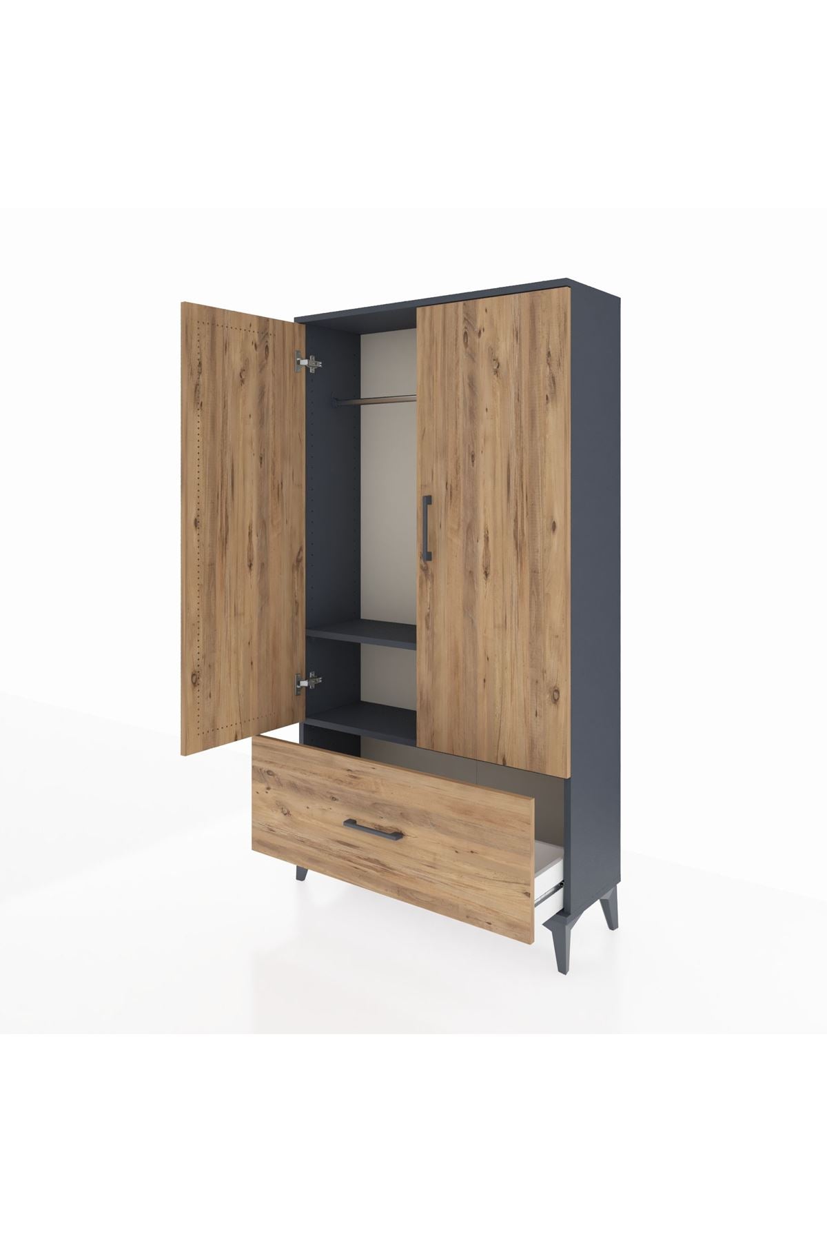 Arges Dolap 2 Raflı Tek Çekmeceli Tek Askılı 88x30x163 - S21M107V6A