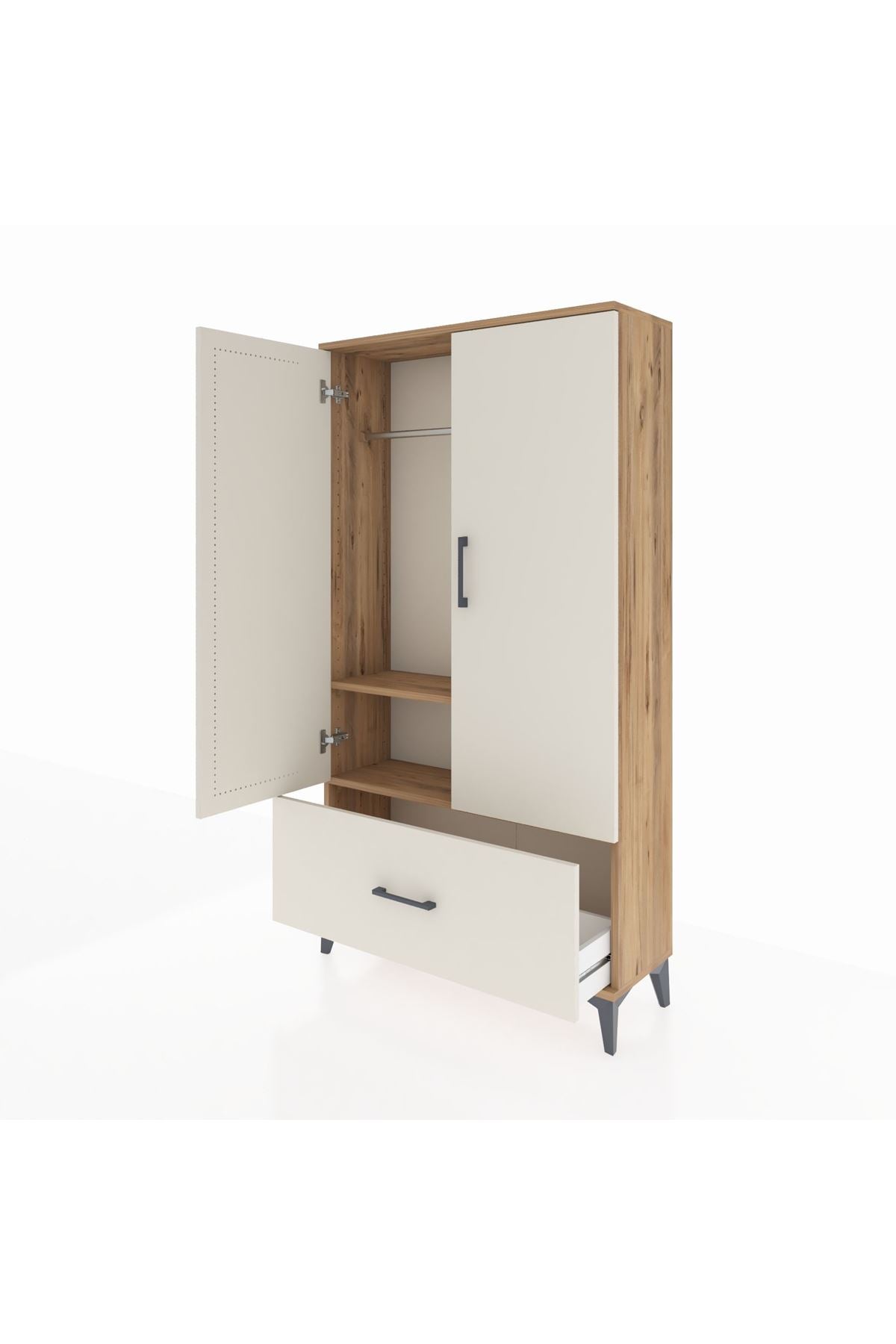 Arges Dolap 2 Raflı Tek Çekmeceli Tek Askılı 88x30x163 - S21M107V7A