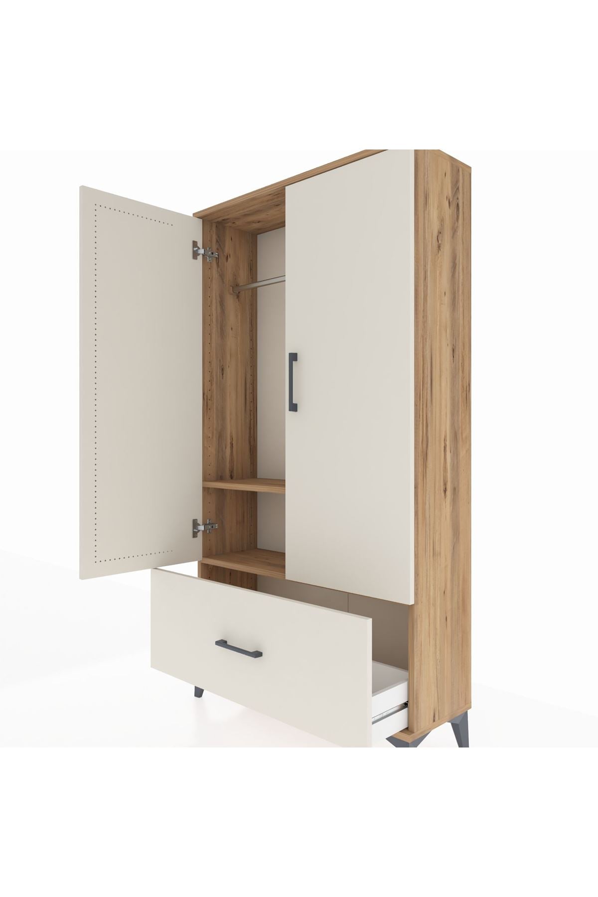 Arges Dolap 2 Raflı Tek Çekmeceli Tek Askılı 88x30x163 - S21M107V7A