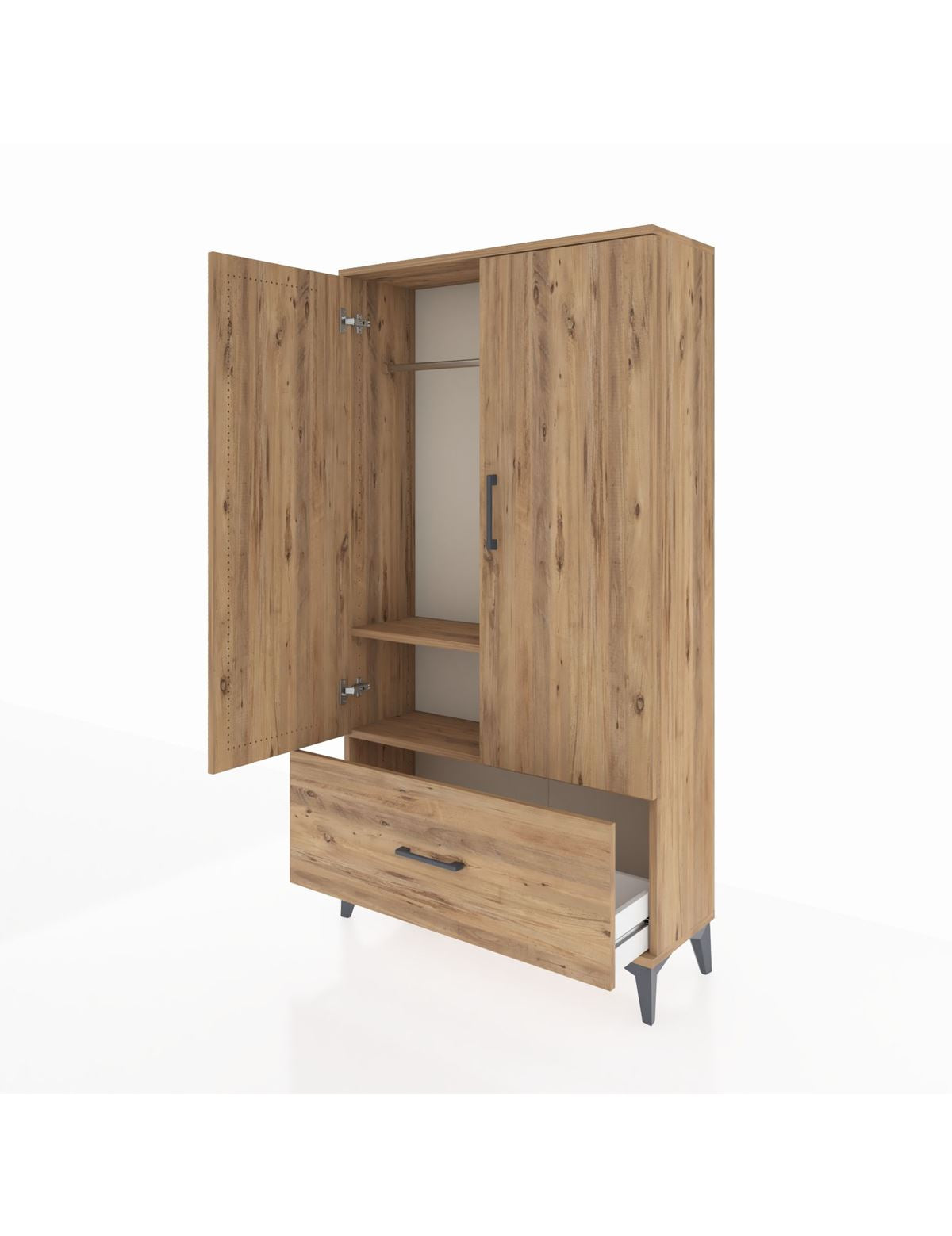 Arges Dolap 2 Raflı Tek Çekmeceli Tek Askılı 88x30x163 - S21M107V9A