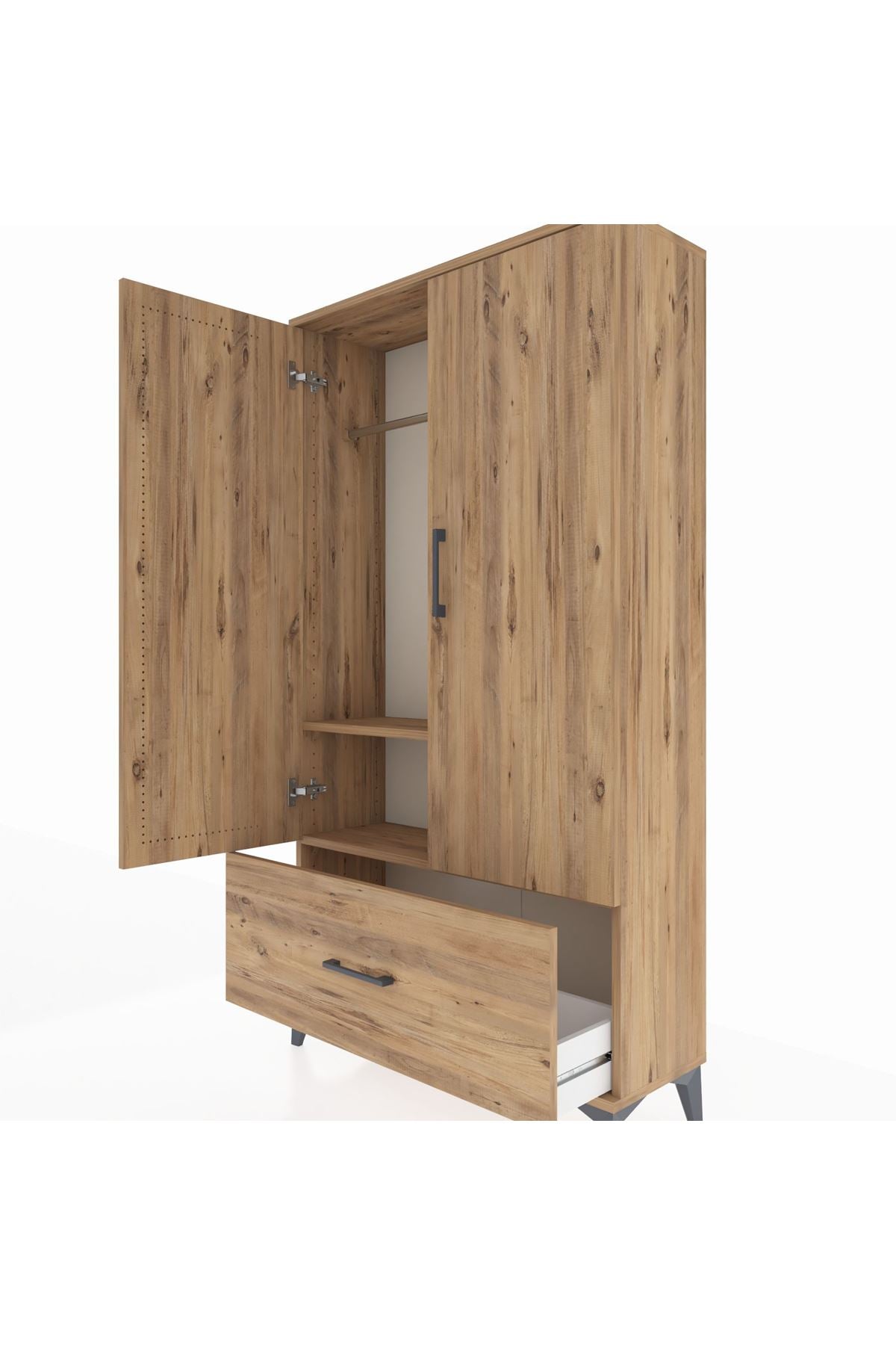 Arges Dolap 2 Raflı Tek Çekmeceli Tek Askılı 88x30x163 - S21M107V9A