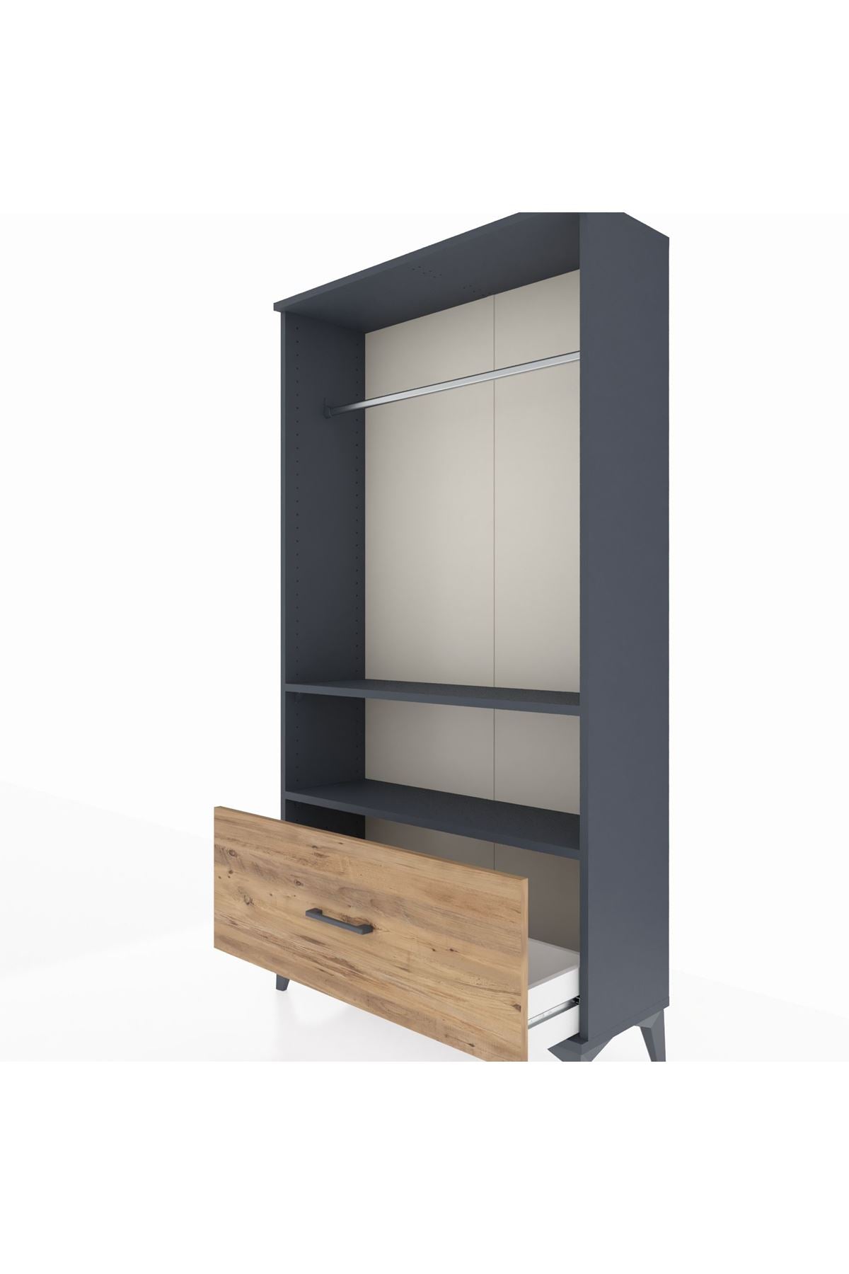 Arges Dolap 2 Raflı Tek Çekmeceli Tek Askılı 88x30x163 - S21M108V6A