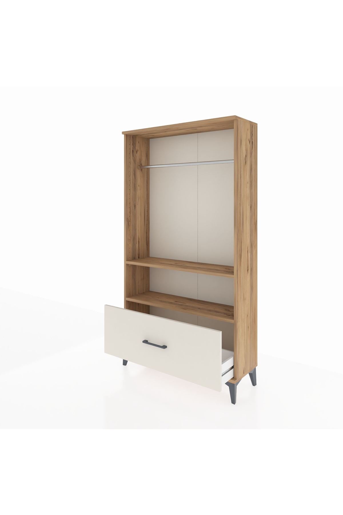 Arges Dolap 2 Raflı Tek Çekmeceli Tek Askılı 88x30x163 - S21M108V7A