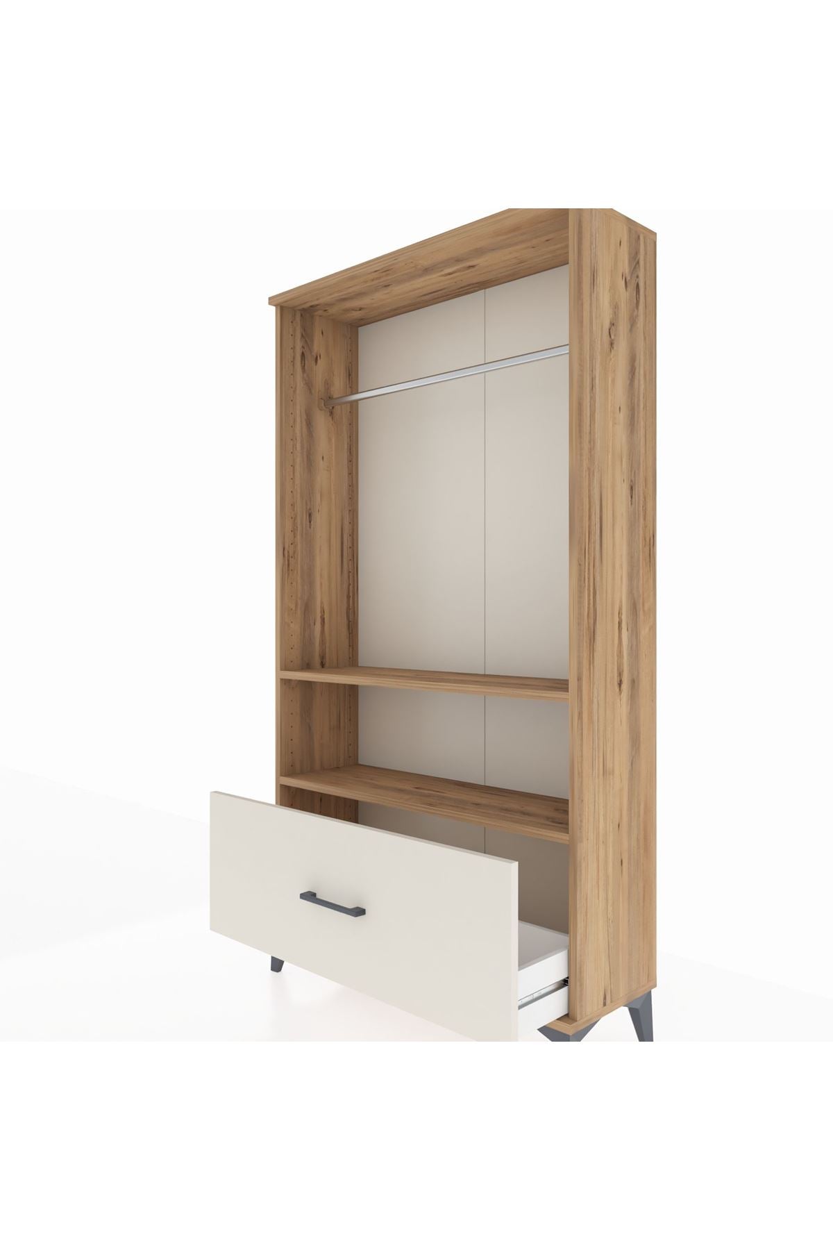 Arges Dolap 2 Raflı Tek Çekmeceli Tek Askılı 88x30x163 - S21M108V7A