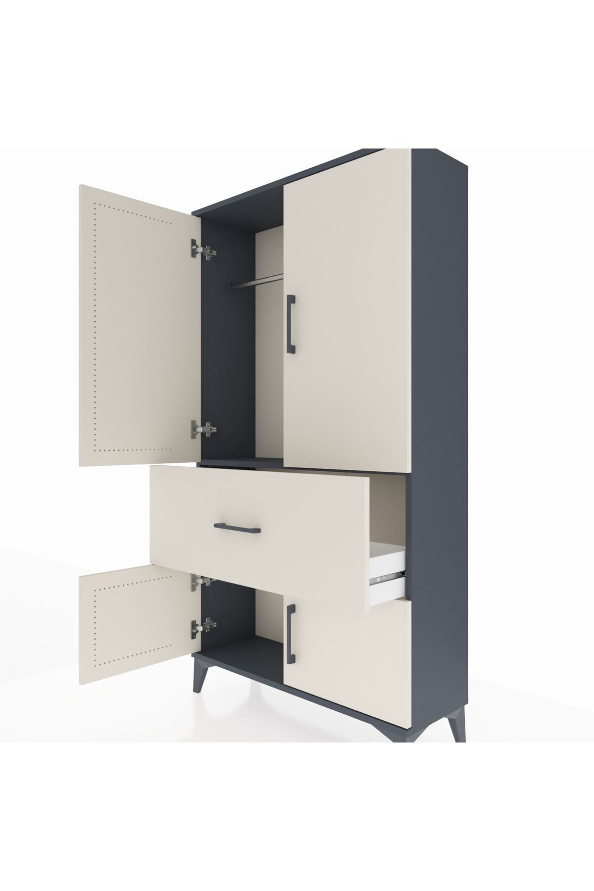 Arges Dolap Tek Raflı Tek Çekmeceli Tek Askılı 88x30x163 - S21M109V4A