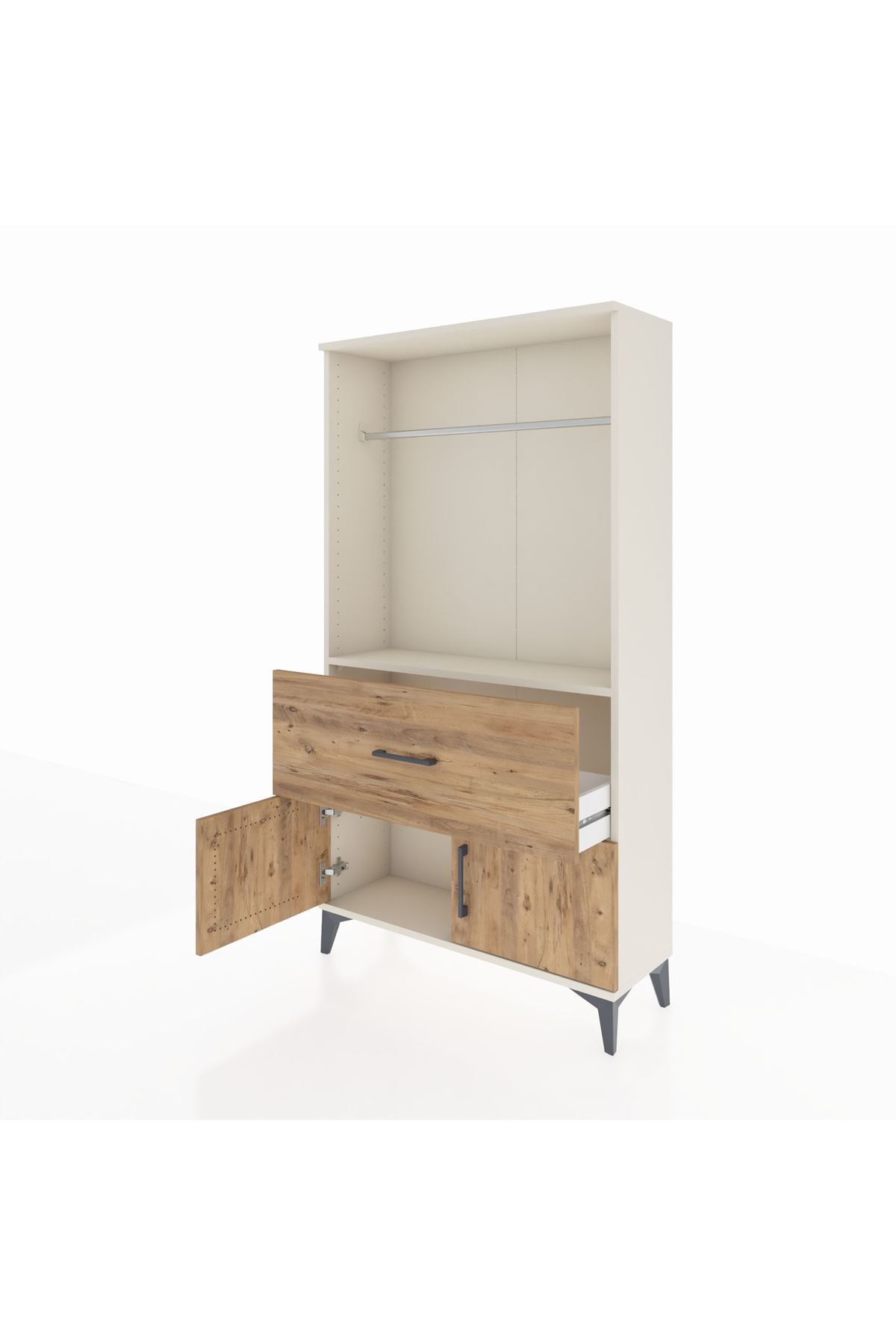 Arges Dolap Tek Raflı Tek Çekmeceli Tek Askılı 88x30x163 - S21M110V3A