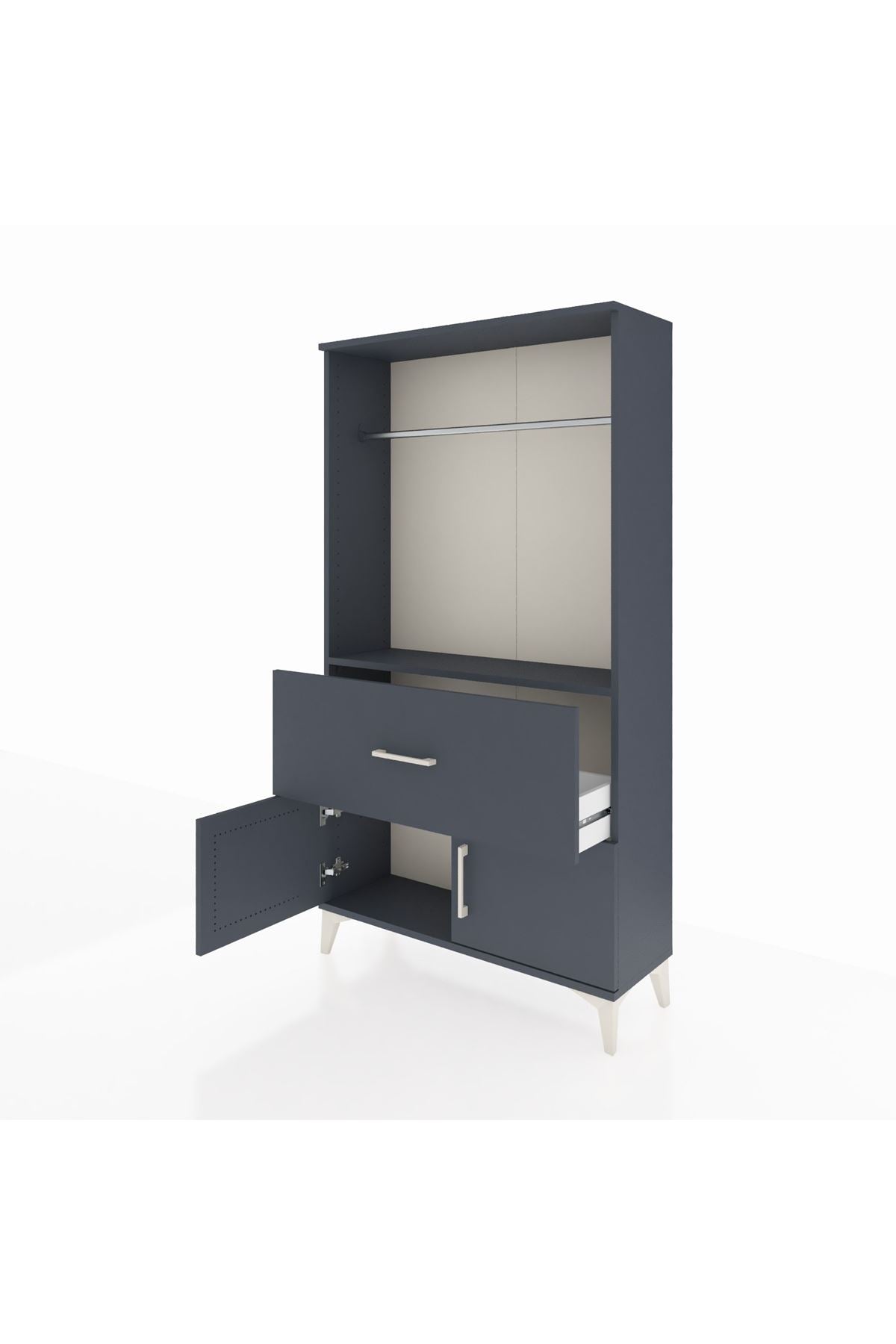Arges Dolap Tek Raflı Tek Çekmeceli Tek Askılı 88x30x163 - S21M110V5A