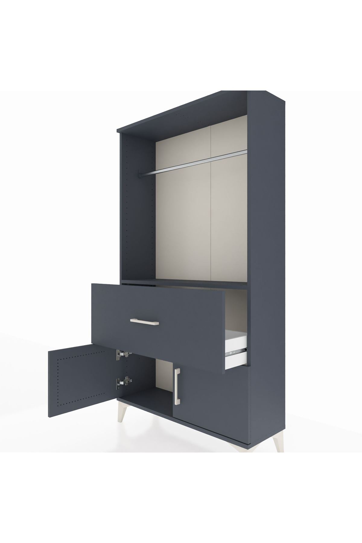 Arges Dolap Tek Raflı Tek Çekmeceli Tek Askılı 88x30x163 - S21M110V5A