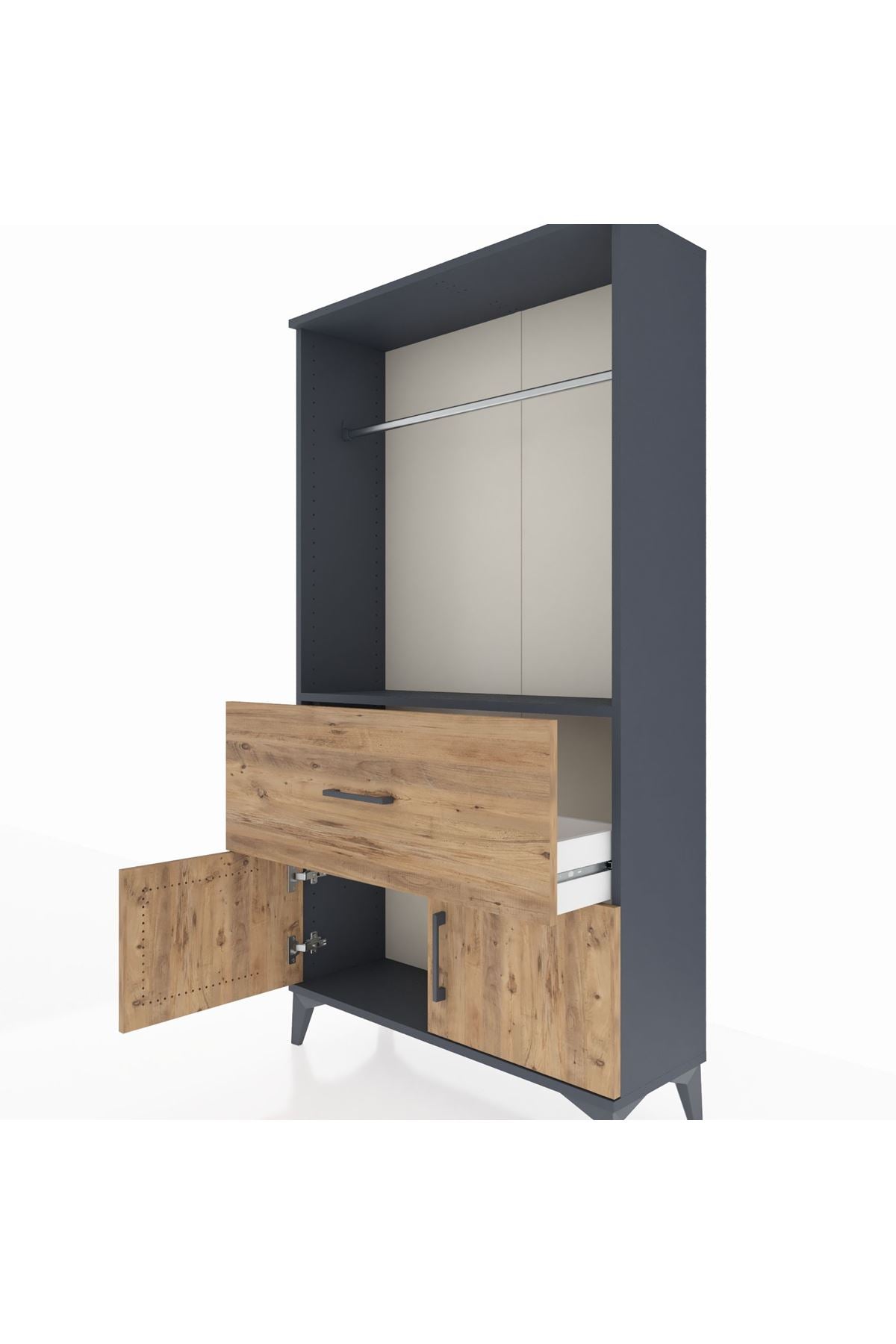 Arges Dolap Tek Raflı Tek Çekmeceli Tek Askılı 88x30x163 - S21M110V6A