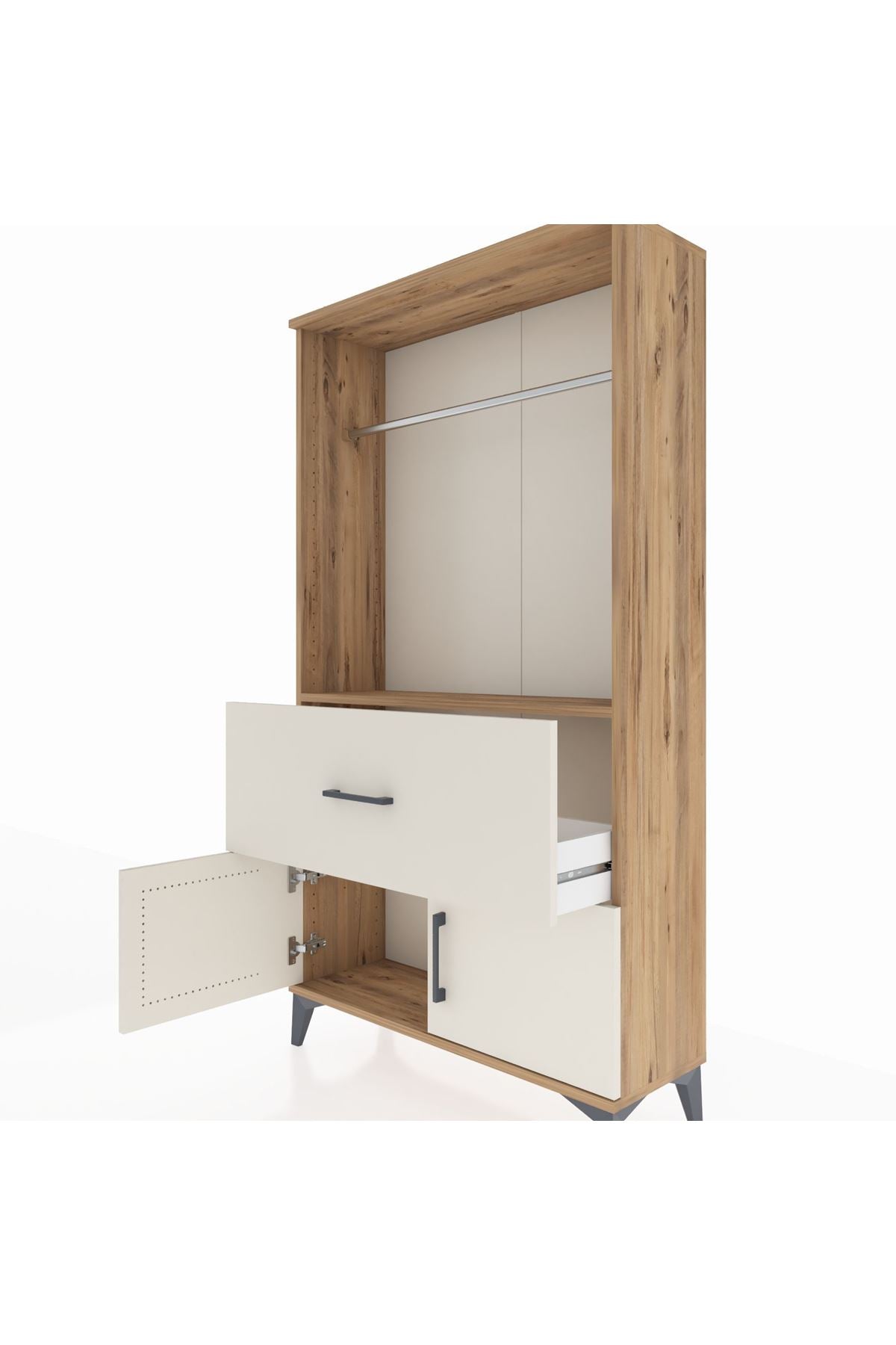 Arges Dolap Tek Raflı Tek Çekmeceli Tek Askılı 88x30x163 - S21M110V7A