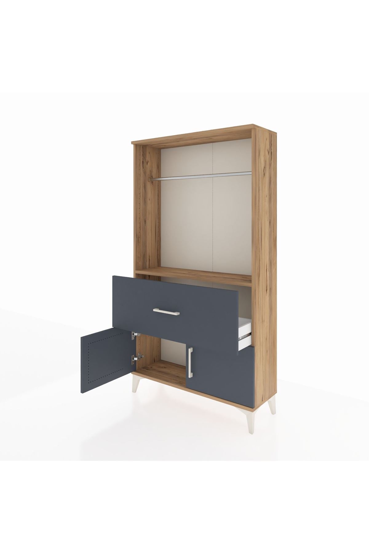 Arges Dolap Tek Raflı Tek Çekmeceli Tek Askılı 88x30x163 - S21M110V8A