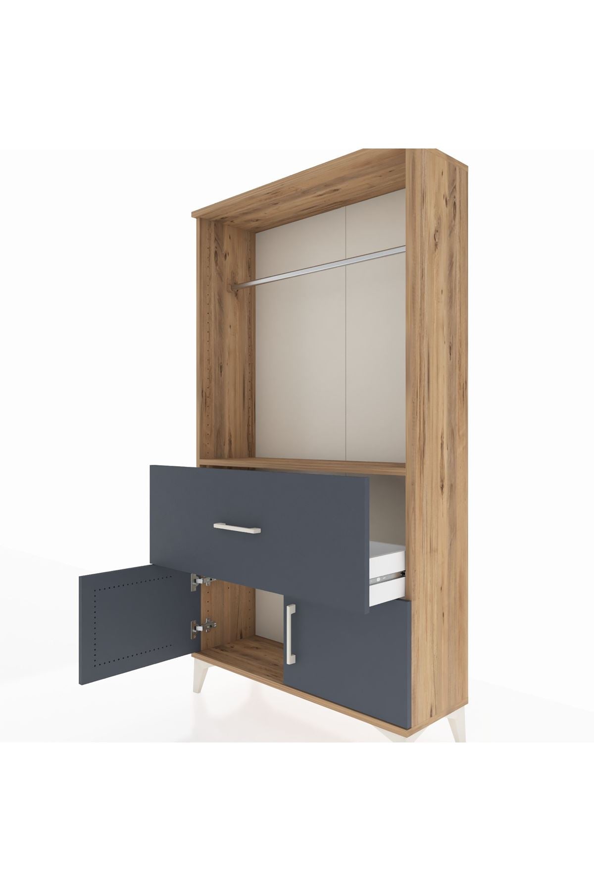 Arges Dolap Tek Raflı Tek Çekmeceli Tek Askılı 88x30x163 - S21M110V8A