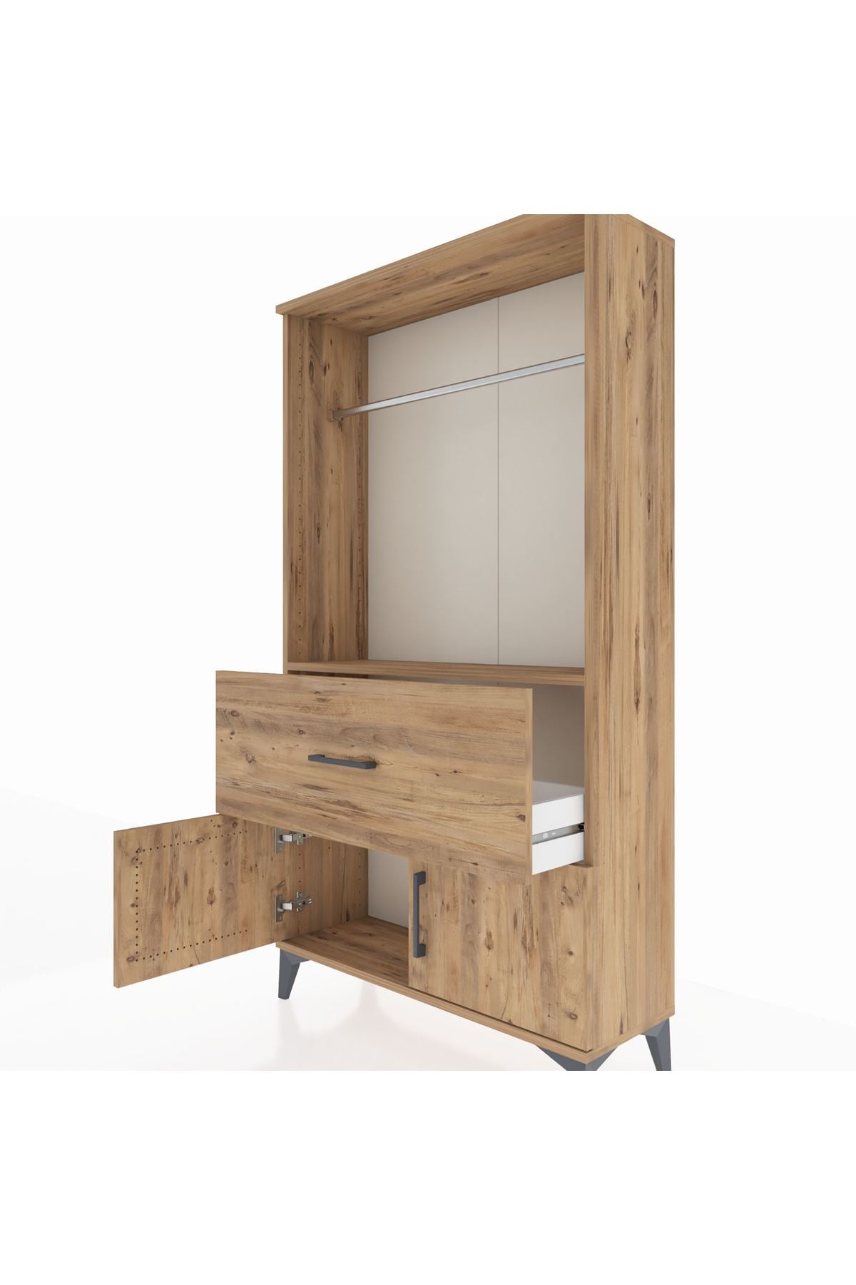 Arges Dolap Tek Raflı Tek Çekmeceli Tek Askılı 88x30x163 - S21M110V9A