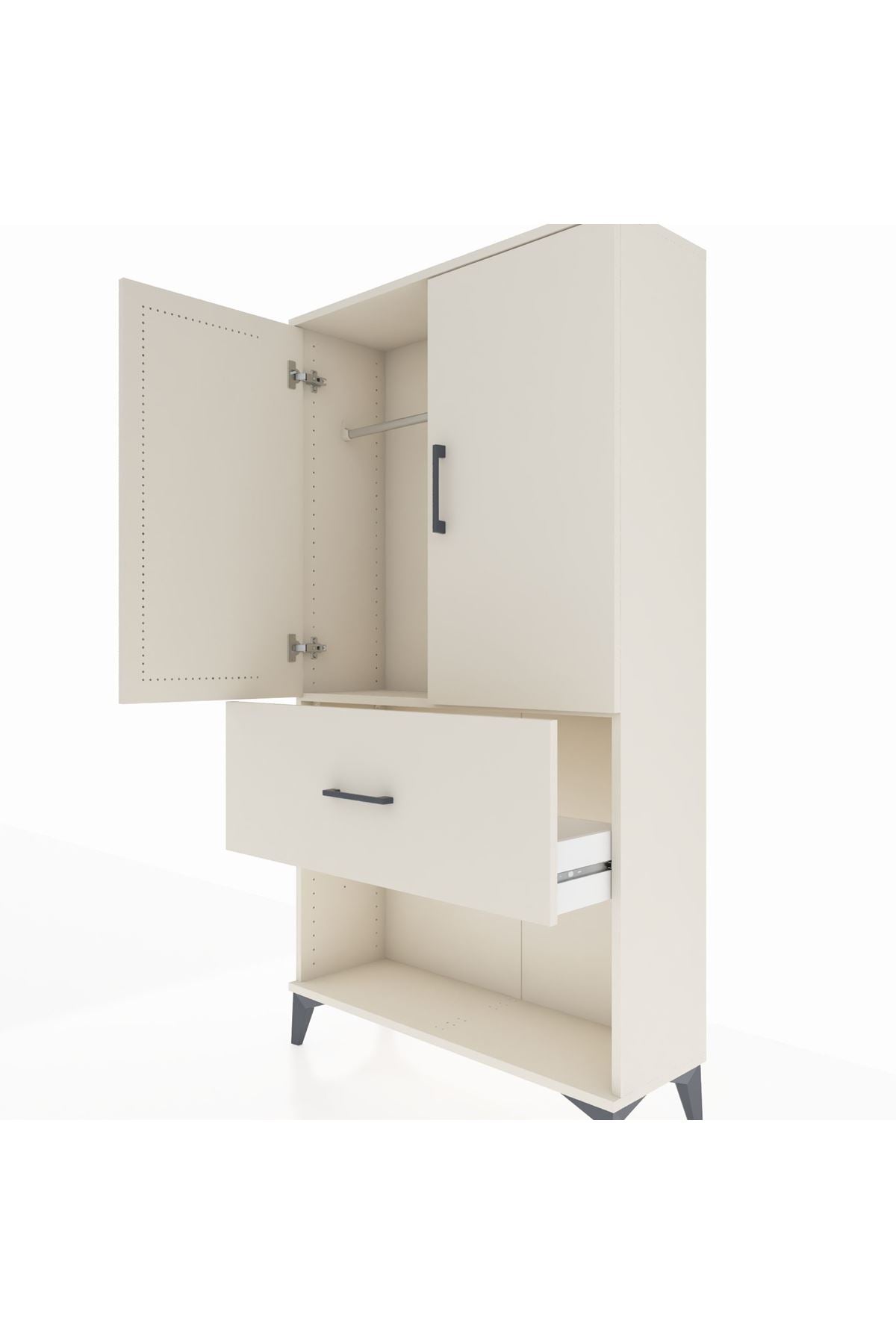 Arges Dolap Tek Raflı Tek Çekmeceli Tek Askılı 88x30x163 - S21M111V1A