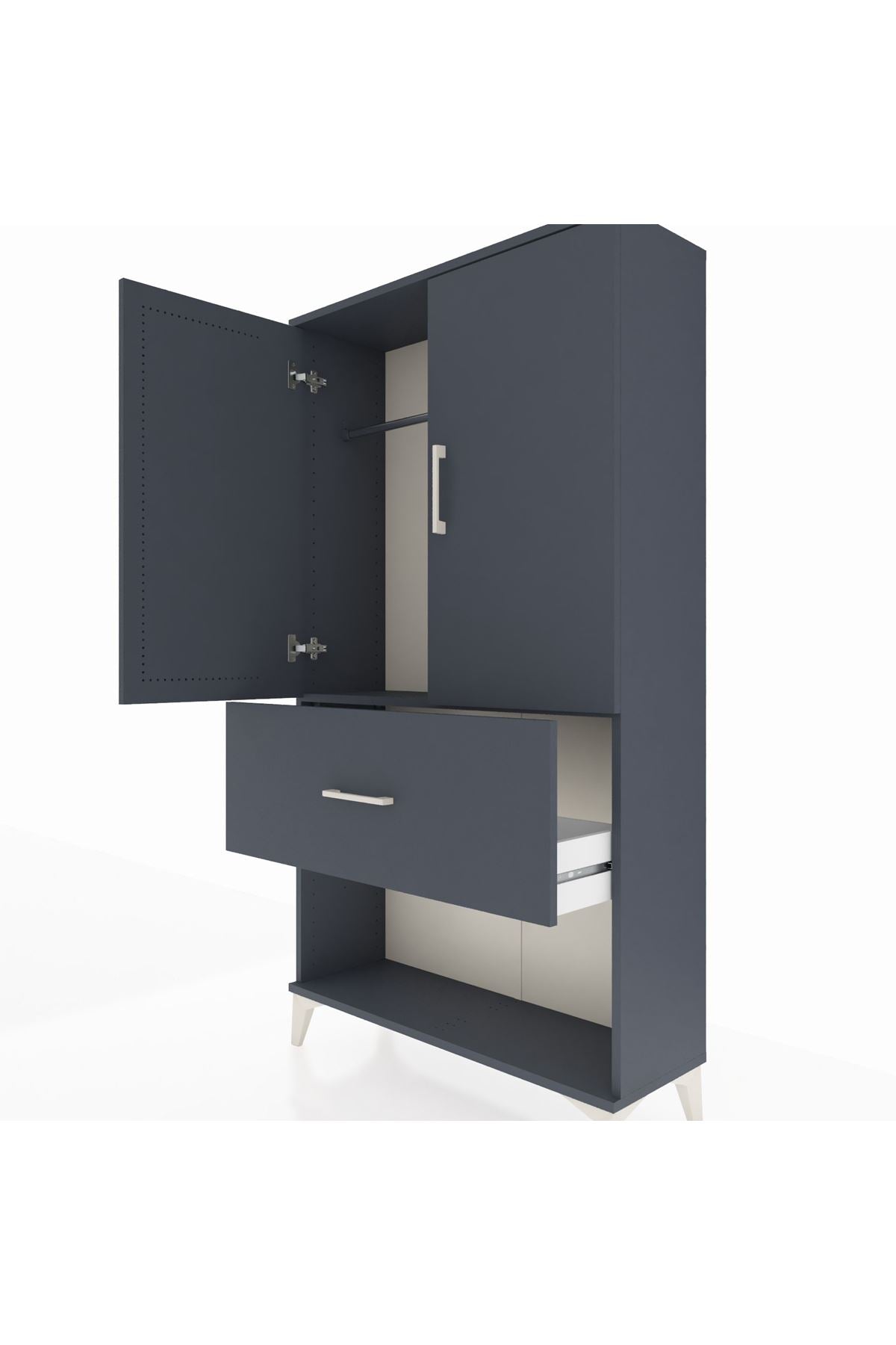 Arges Dolap Tek Raflı Tek Çekmeceli Tek Askılı 88x30x163 - S21M111V5A