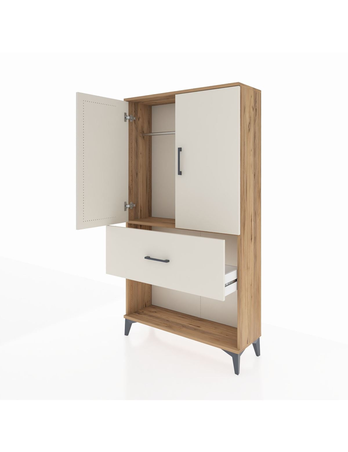 Arges Dolap Tek Raflı Tek Çekmeceli Tek Askılı 88x30x163 - S21M111V7A