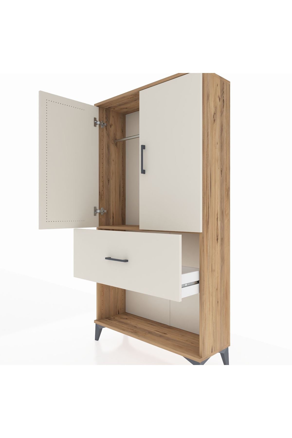 Arges Dolap Tek Raflı Tek Çekmeceli Tek Askılı 88x30x163 - S21M111V7A