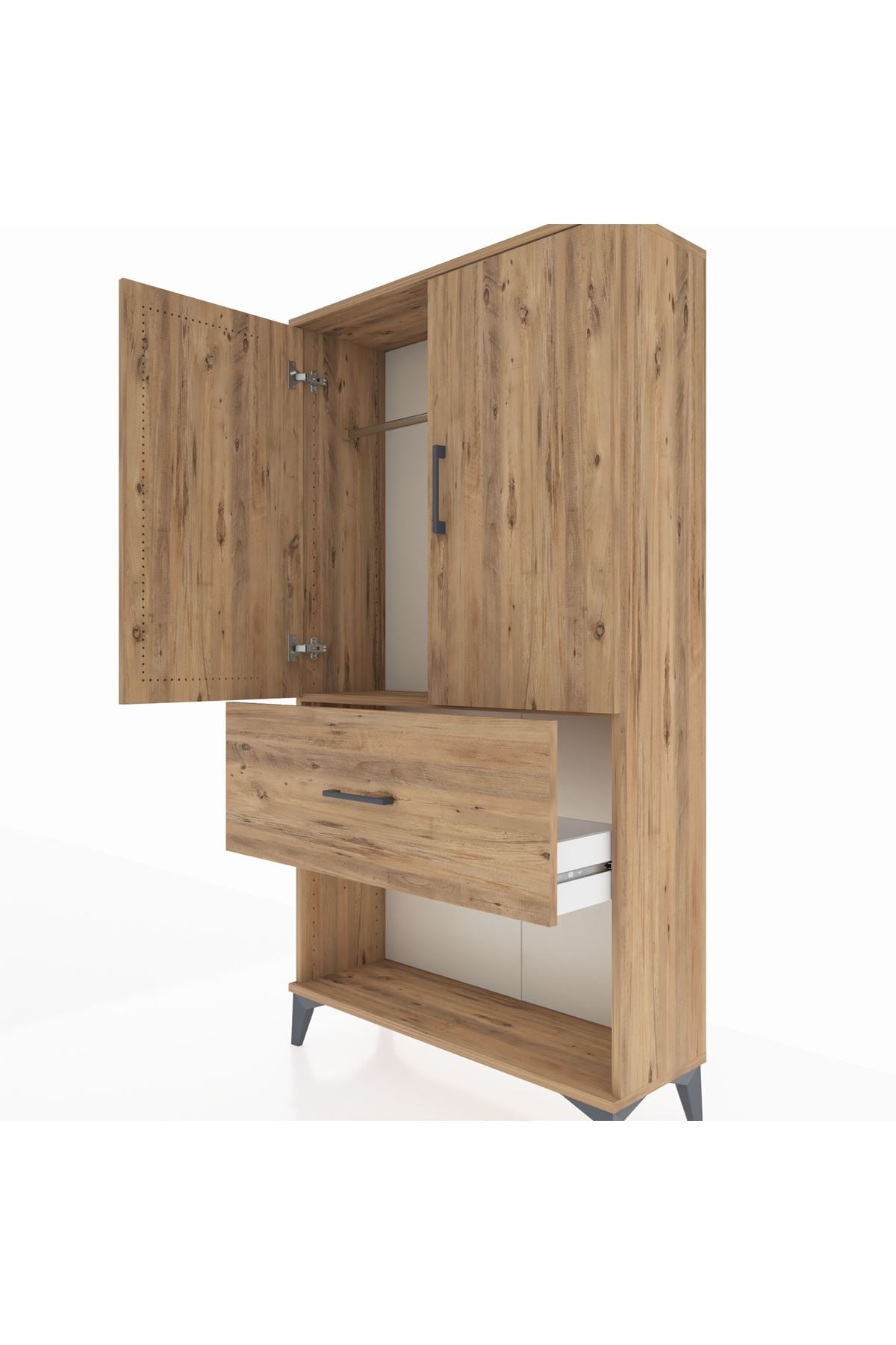 Arges Dolap Tek Raflı Tek Çekmeceli Tek Askılı 88x30x163 - S21M111V9A