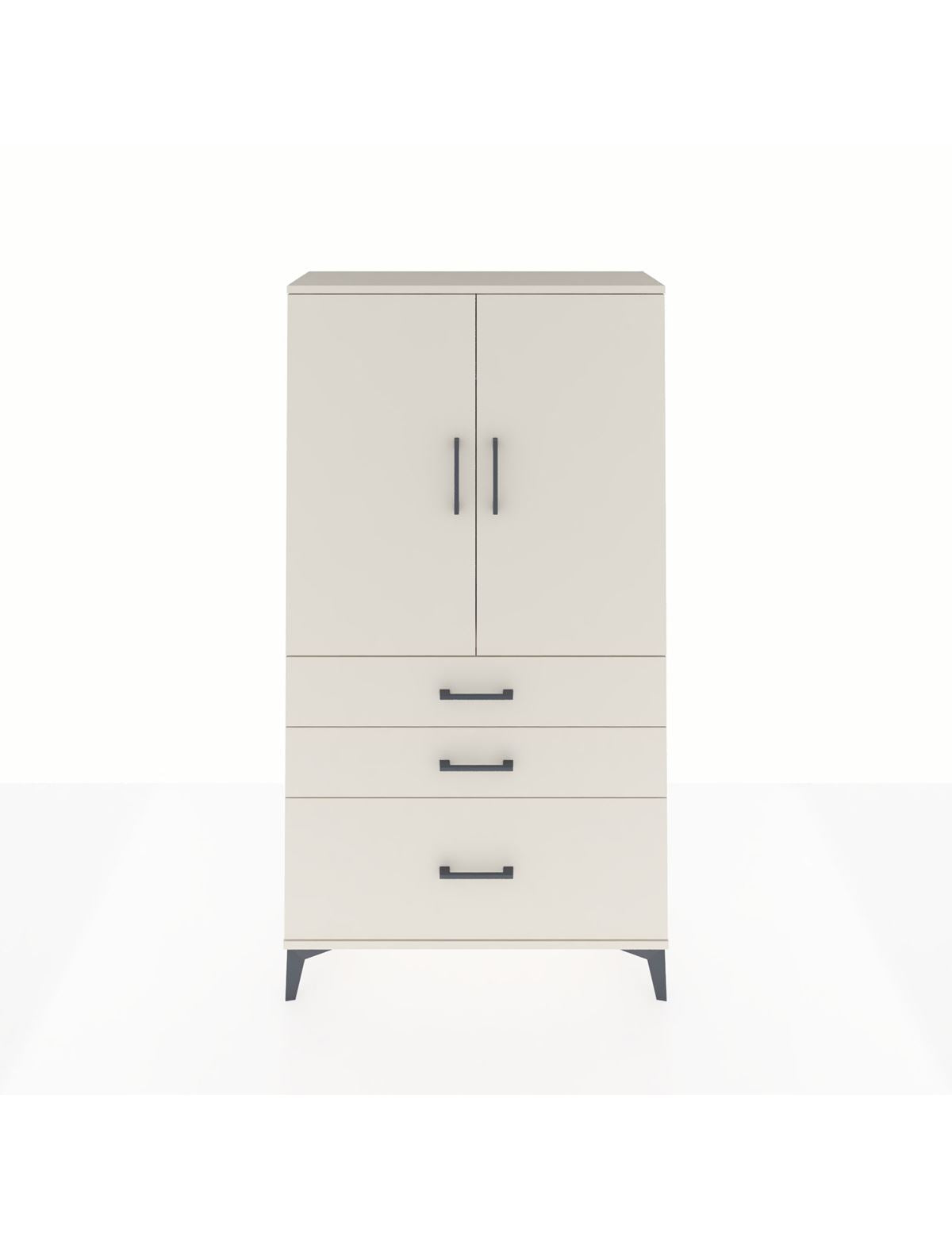 Arges Dolap Tek Raflı 3 Çekmeceli Tek Askılı 88x30x163 - S21M113V1A