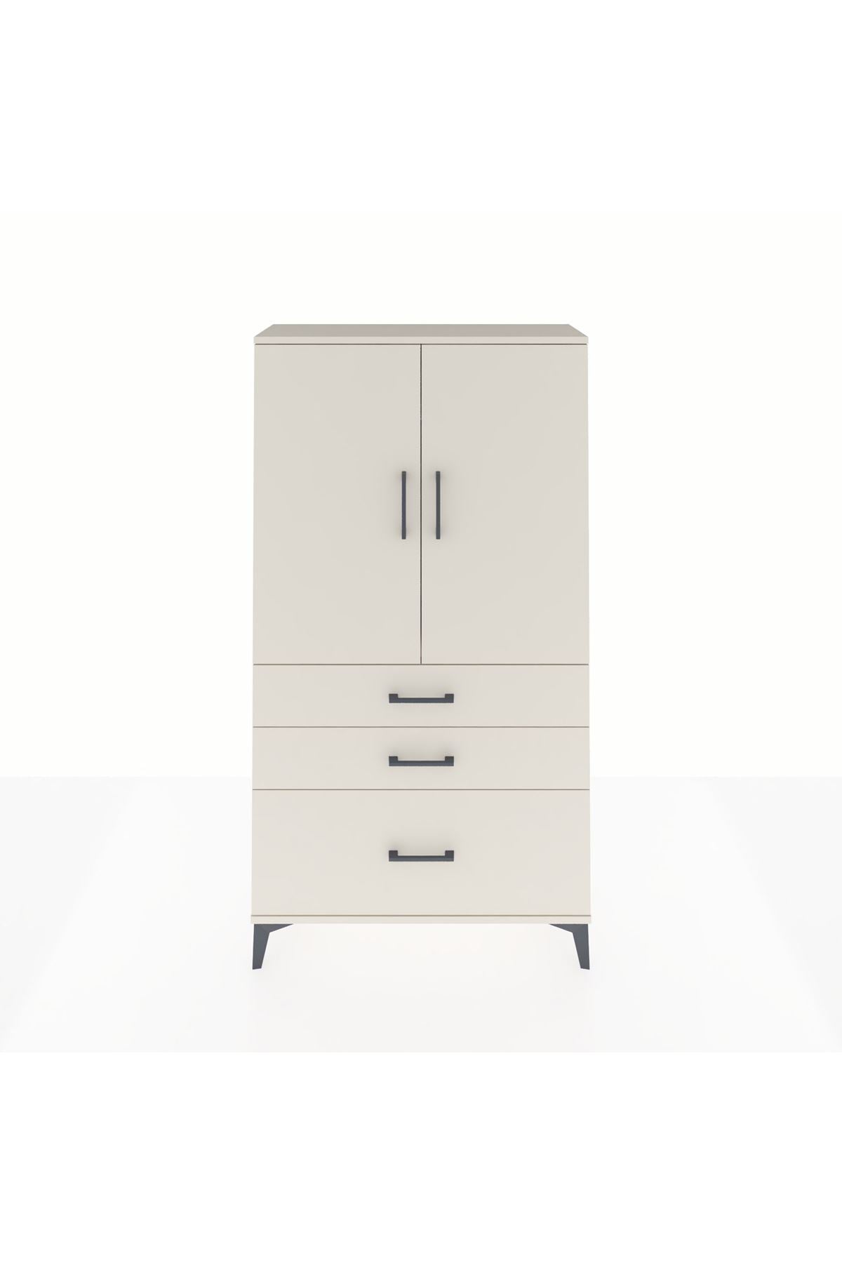Arges Dolap Tek Raflı 3 Çekmeceli Tek Askılı 88x30x163 - S21M113V1A