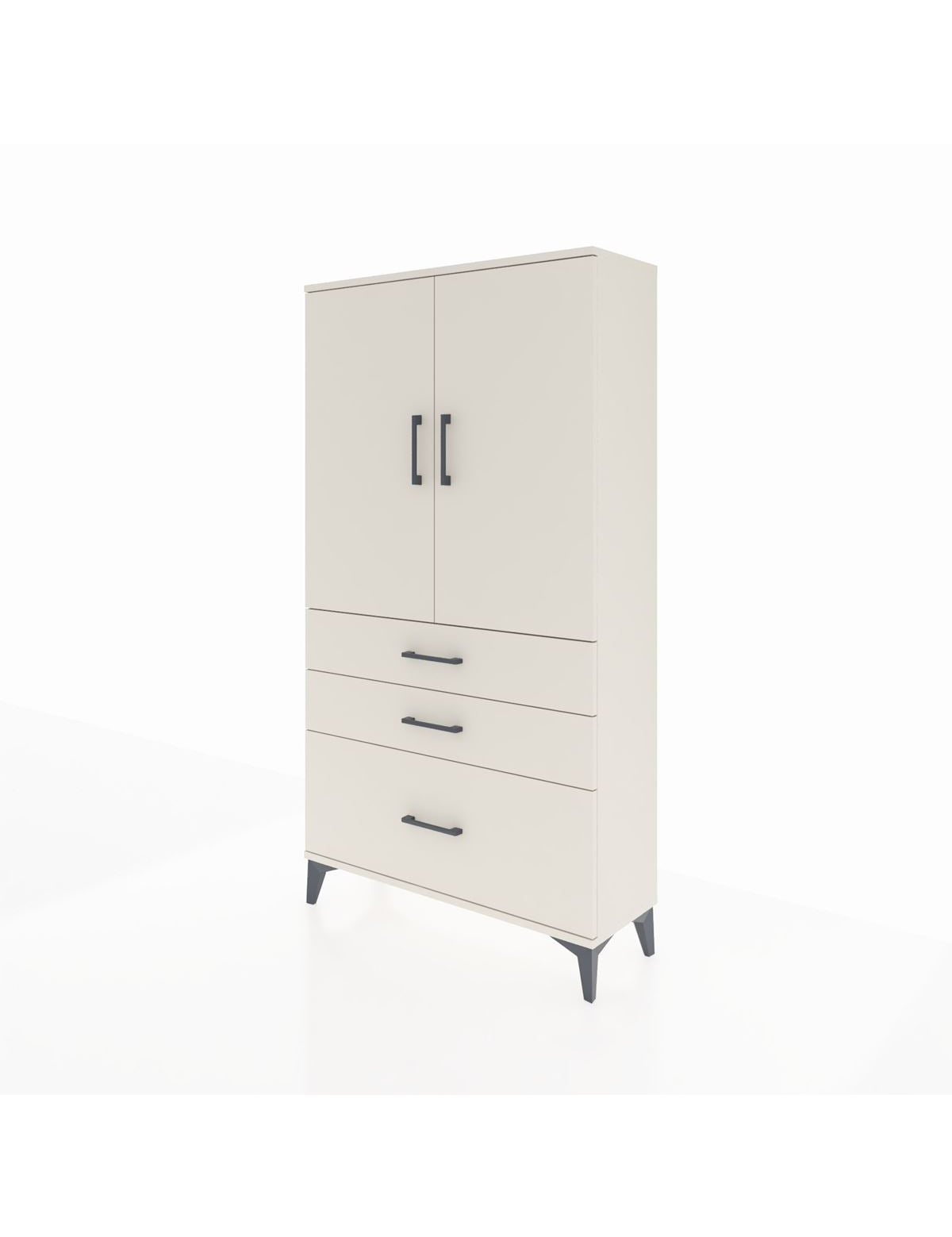 Arges Dolap Tek Raflı 3 Çekmeceli Tek Askılı 88x30x163 - S21M113V1A