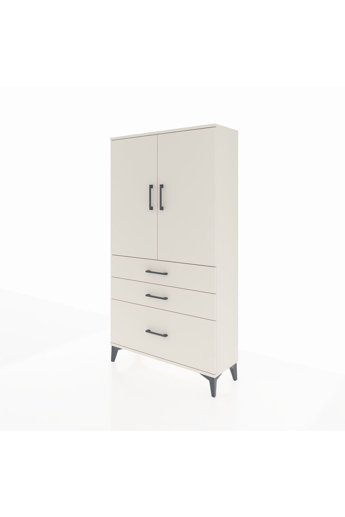 Arges Dolap Tek Raflı 3 Çekmeceli Tek Askılı 88x30x163 - S21M113V1A