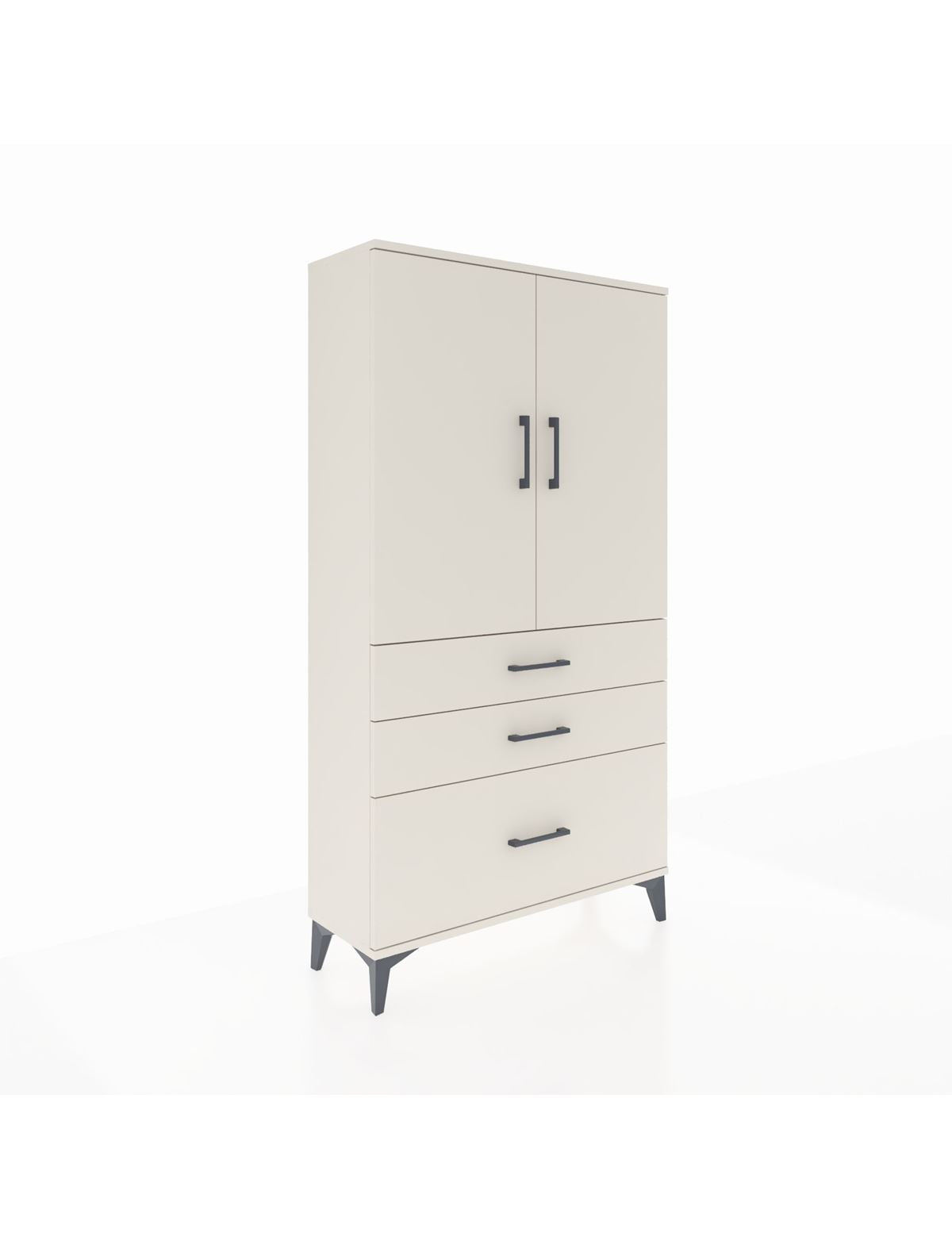 Arges Dolap Tek Raflı 3 Çekmeceli Tek Askılı 88x30x163 - S21M113V1A