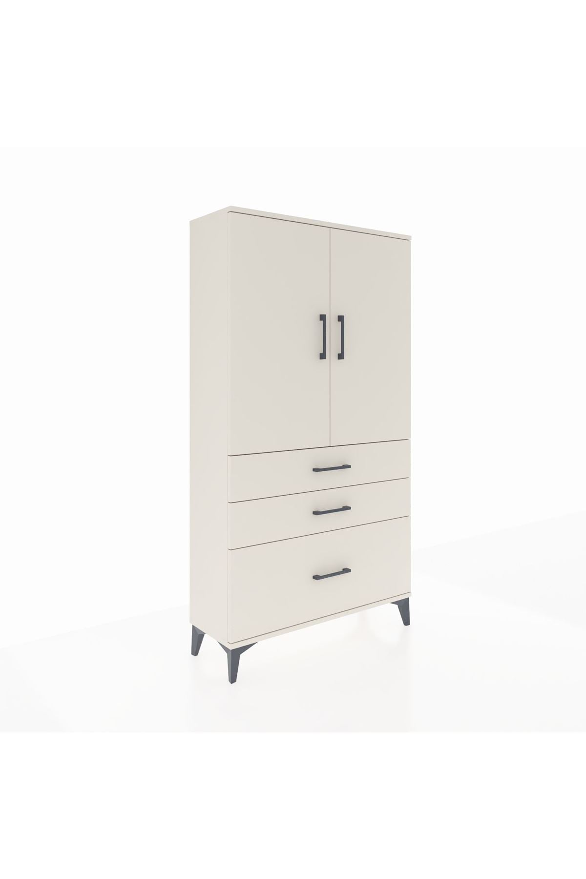 Arges Dolap Tek Raflı 3 Çekmeceli Tek Askılı 88x30x163 - S21M113V1A