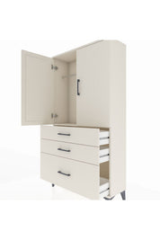 Arges Dolap Tek Raflı 3 Çekmeceli Tek Askılı 88x30x163 - S21M113V1A