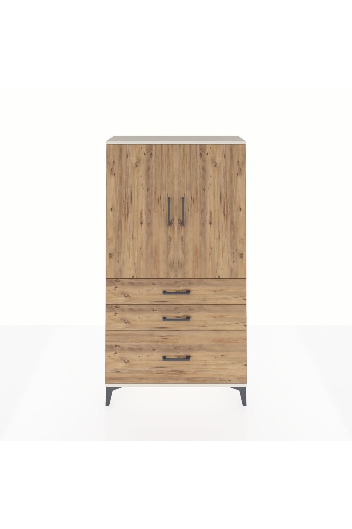 Arges Dolap Tek Raflı 3 Çekmeceli Tek Askılı 88x30x163 - S21M113V3A