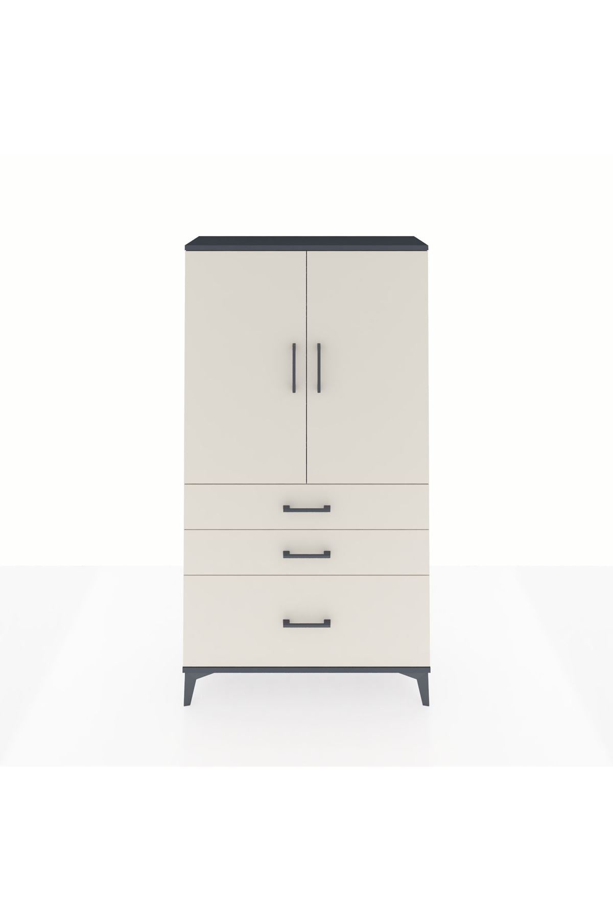 Arges Dolap Tek Raflı 3 Çekmeceli Tek Askılı 88x30x163 - S21M113V4A