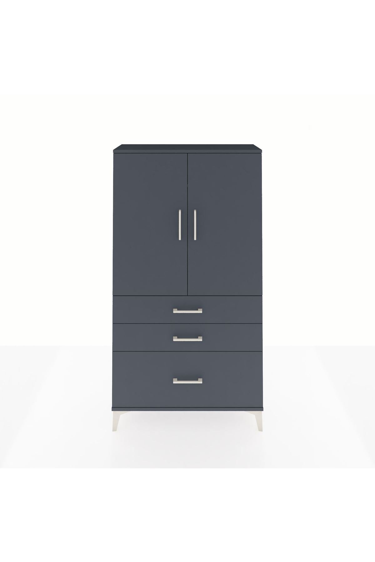 Arges Dolap Tek Raflı 3 Çekmeceli Tek Askılı 88x30x163 - S21M113V5A