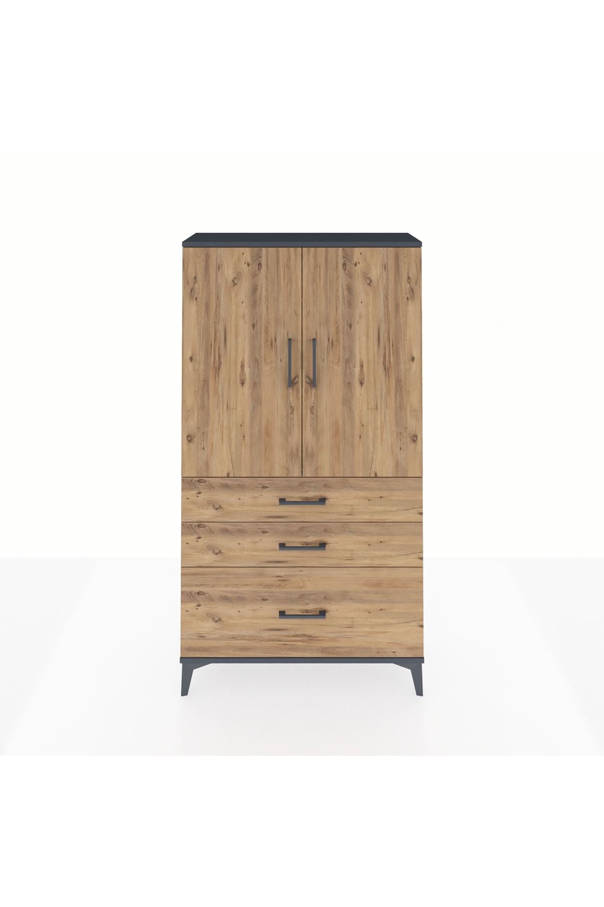 Arges Dolap Tek Raflı 3 Çekmeceli Tek Askılı 88x30x163 - S21M113V6A