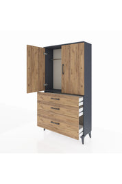 Arges Dolap Tek Raflı 3 Çekmeceli Tek Askılı 88x30x163 - S21M113V6A