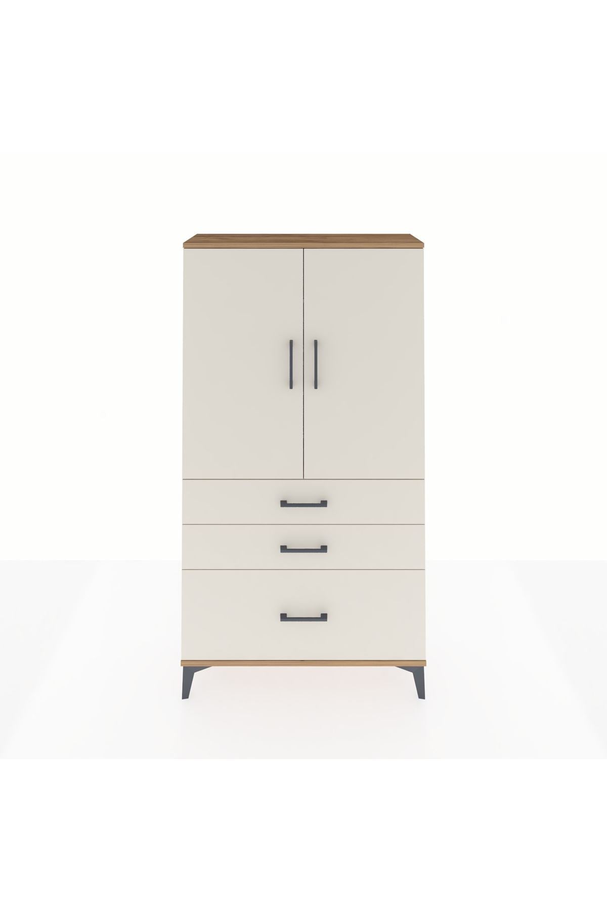 Arges Dolap Tek Raflı 3 Çekmeceli Tek Askılı 88x30x163 - S21M113V7A