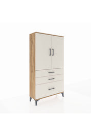 Arges Dolap Tek Raflı 3 Çekmeceli Tek Askılı 88x30x163 - S21M113V7A