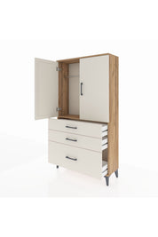 Arges Dolap Tek Raflı 3 Çekmeceli Tek Askılı 88x30x163 - S21M113V7A