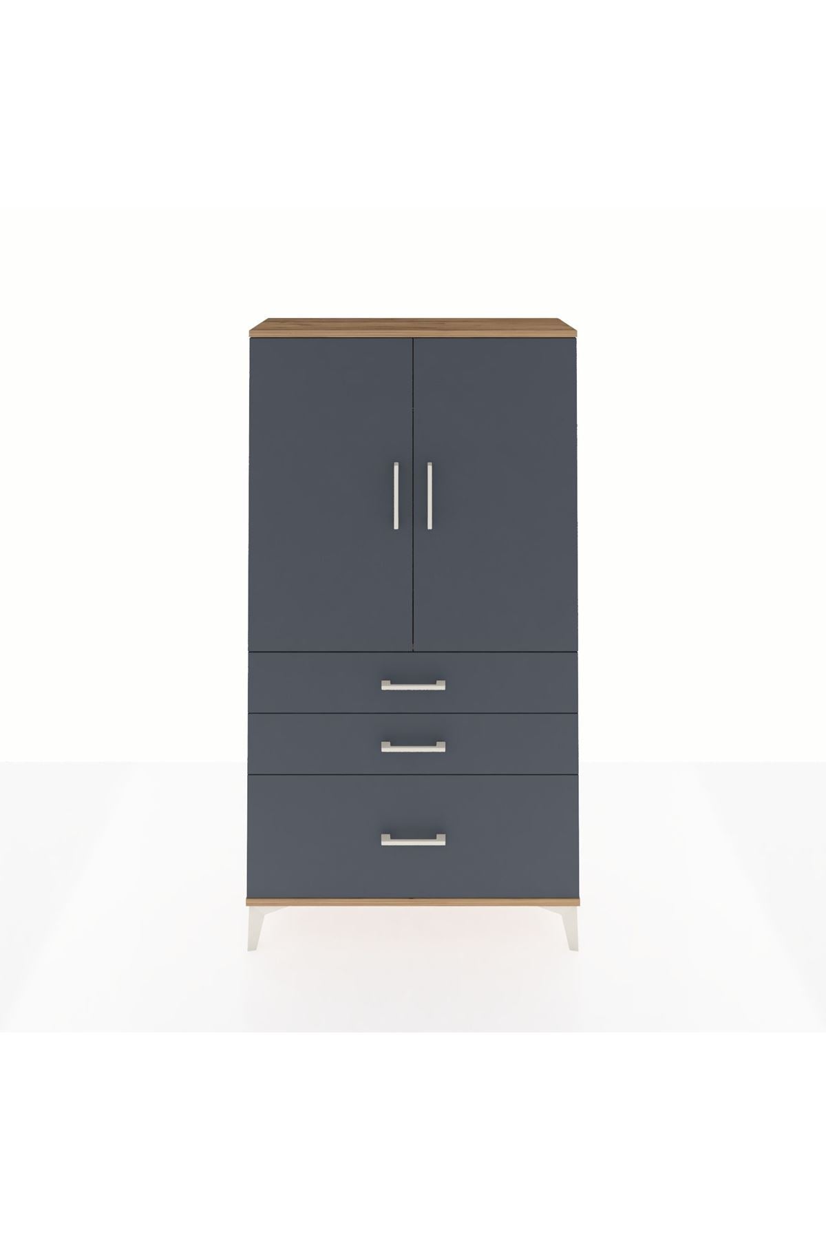 Arges Dolap Tek Raflı 3 Çekmeceli Tek Askılı 88x30x163 - S21M113V8A