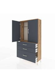 Arges Dolap Tek Raflı 3 Çekmeceli Tek Askılı 88x30x163 - S21M113V8A