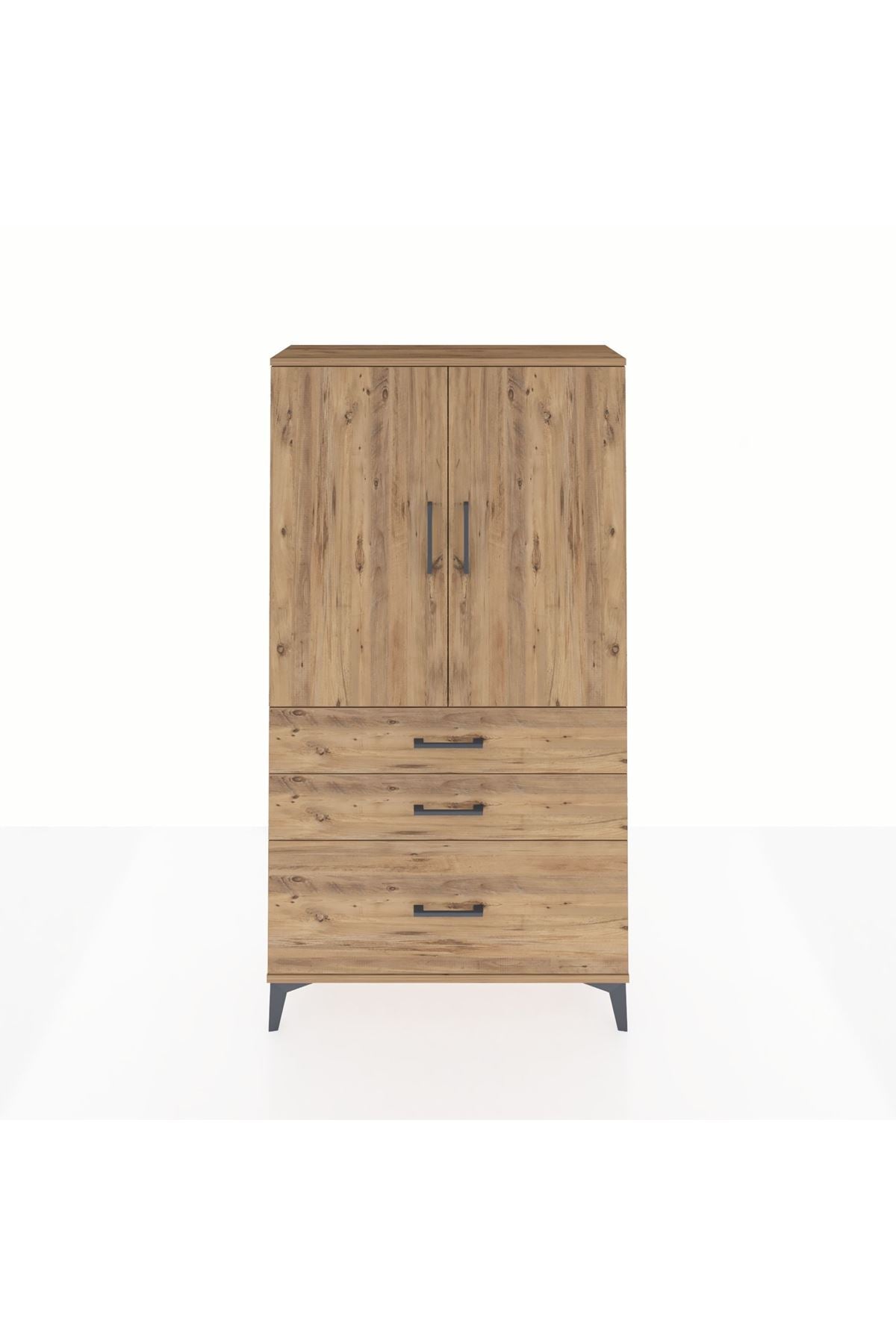 Arges Dolap Tek Raflı 3 Çekmeceli Tek Askılı 88x30x163 - S21M113V9A