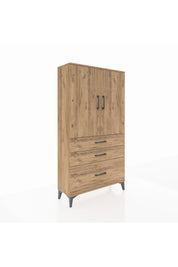 Arges Dolap Tek Raflı 3 Çekmeceli Tek Askılı 88x30x163 - S21M113V9A
