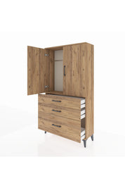Arges Dolap Tek Raflı 3 Çekmeceli Tek Askılı 88x30x163 - S21M113V9A