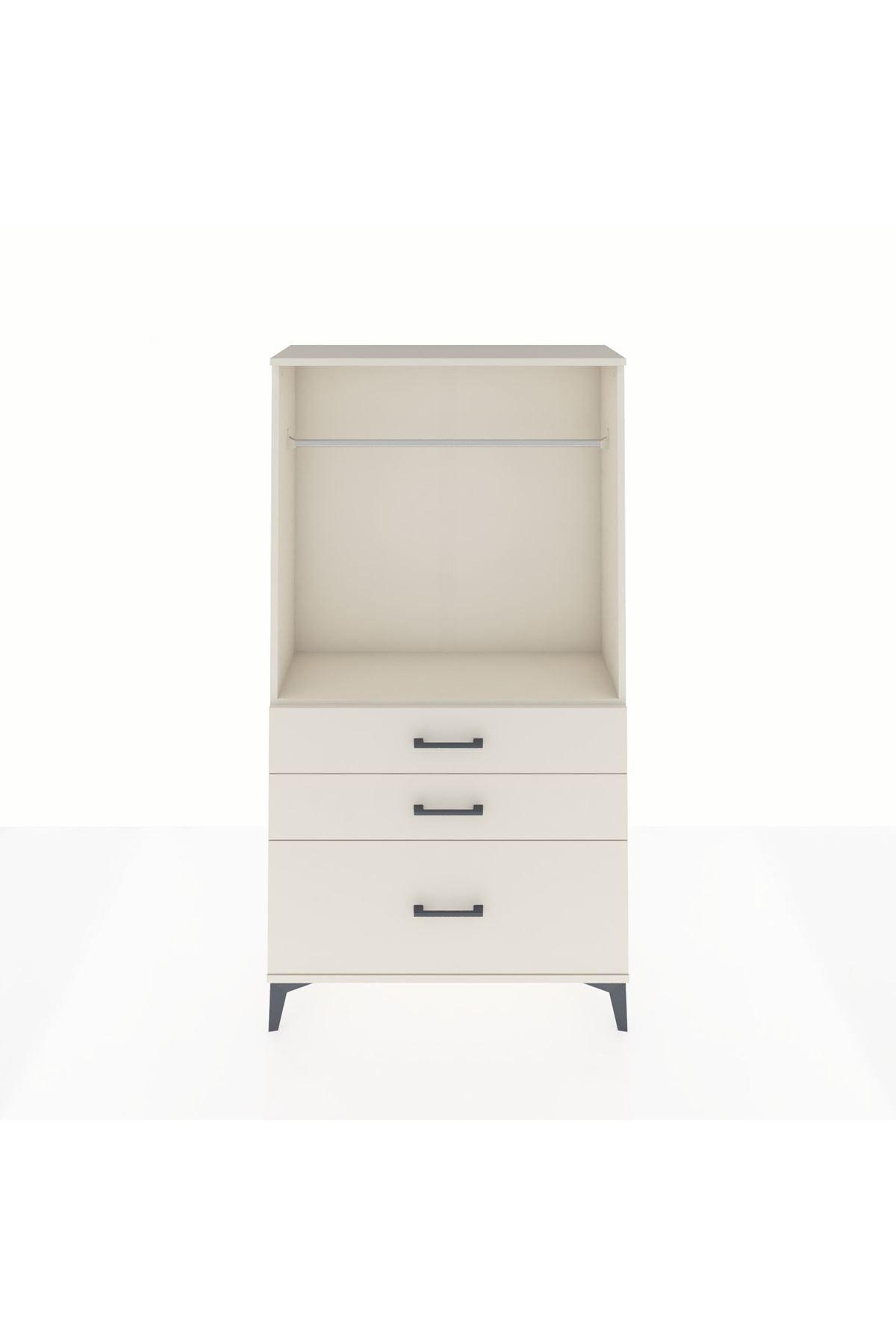 Arges Dolap Tek Raflı 3 Çekmeceli Tek Askılı 88x30x163 - S21M114V1A